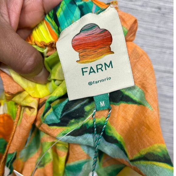 NWTS Farm Rio Orange Chic Pearls Short Sleeve Blouse / Size-Medium - Picture 7 of 12